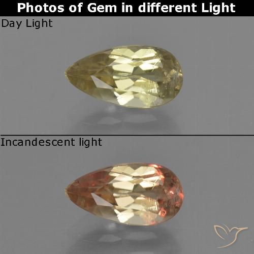 0.86ct Natürlicher Erdiges Gelb Farbwechselnder Diaspor, Birnenform, VS-SI