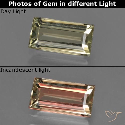 1.42ct Natürlicher Bräunliches Gelb Farbwechselnder Diaspor, Baguette, VVS
