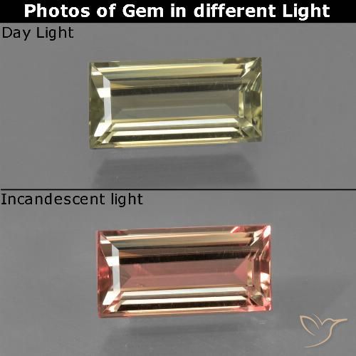 1.33ct Natürlicher Bräunliches Gelb Farbwechselnder Diaspor, Baguette, VVS