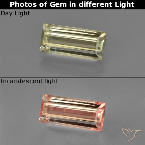 1.18ct Natürlicher Mittelgelb Farbwechselnder Diaspor, Baguette, VS