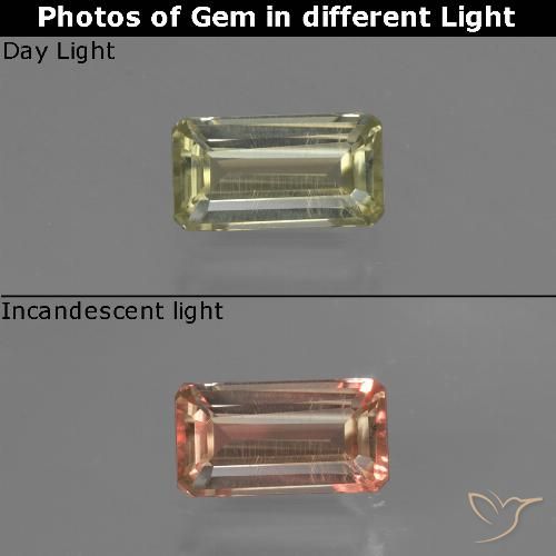0.68ct Natürlicher Blasses Gelb Farbwechselnder Diaspor, Smaragdschliff, VVS-VS