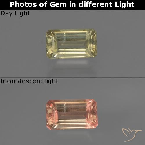 0.68ct Natürlicher Warmes Gelb Farbwechselnder Diaspor, Smaragdschliff, VS-SI