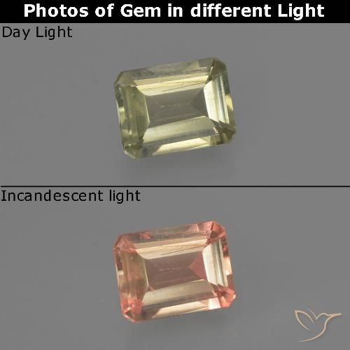0.67ct Natürlicher Sehr helles Gelb Farbwechselnder Diaspor, Smaragdschliff, VVS-VS