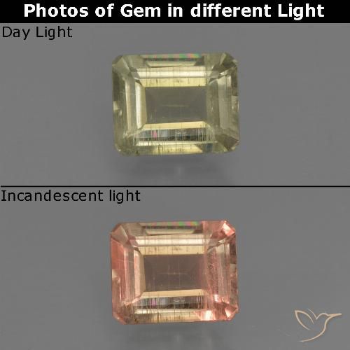 0.71ct Natürlicher Bräunliches Gelb Farbwechselnder Diaspor, Smaragdschliff, VS-SI