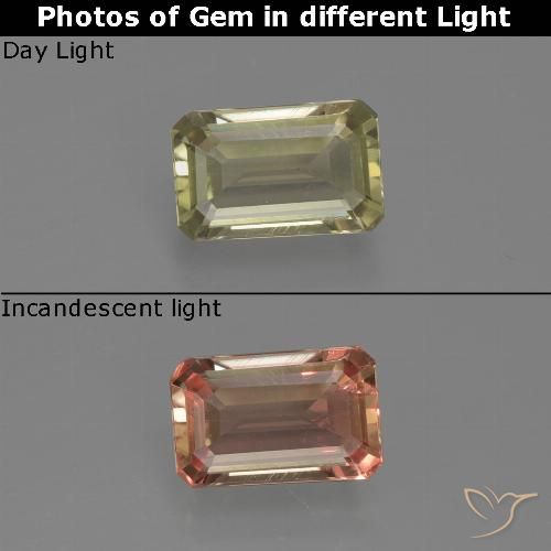 0.71ct Natürlicher hellgelb Farbwechselnder Diaspor, Smaragdschliff, VS