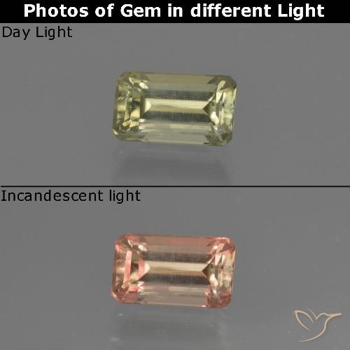 0.76ct Natürlicher Bräunliches Gelb Farbwechselnder Diaspor, Smaragdschliff, VS-SI