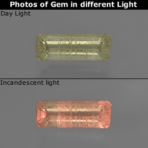 0,81 ctw natürlicher color-change Farbwechsel-Diaspor, Smaragdschliff, VS-SI