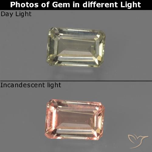 0.82ct Natürlicher Mittelgelb Farbwechselnder Diaspor, Smaragdschliff, VVS-VS