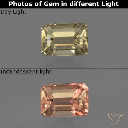 0.86ct Natürlicher Mittelgelb Farbwechselnder Diaspor, Smaragdschliff, VS