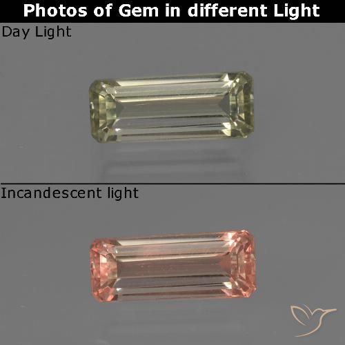 0.84ct Natürlicher Blasses Gelb Farbwechselnder Diaspor, Smaragdschliff, VS-SI