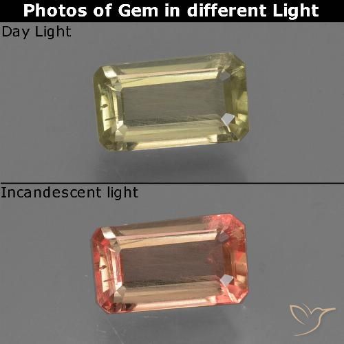 0.73ct Natürlicher Bräunliches Gelb Farbwechselnder Diaspor, Smaragdschliff, VS