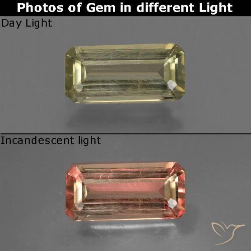 0.91ct Natürlicher Mittelgelb Farbwechselnder Diaspor, Smaragdschliff, VS