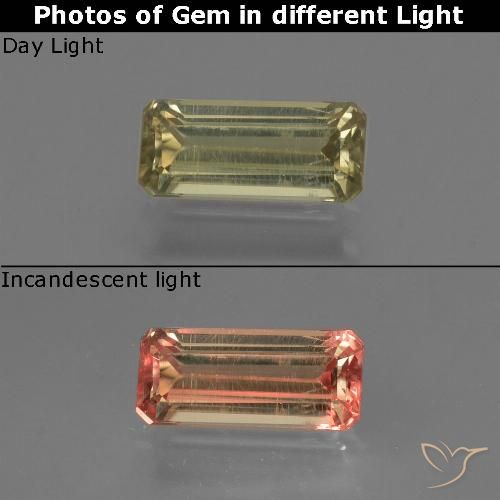 0.91ct Natürlicher Mittelgelb Farbwechselnder Diaspor, Smaragdschliff, VS