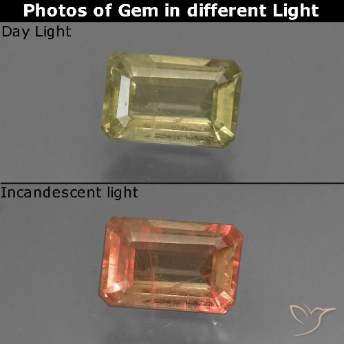 0.97ct Natürlicher Blasses Gelb Farbwechselnder Diaspor, Smaragdschliff, VS-SI