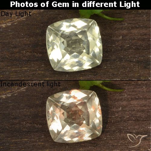 0.76ct Natürlicher Sehr helles Gelb Farbwechselnder Diaspor, Kissen, VS