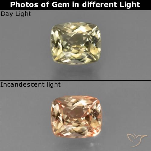 0.88ct Natürlicher Sanftes Gelb Farbwechselnder Diaspor, Kissen, VS