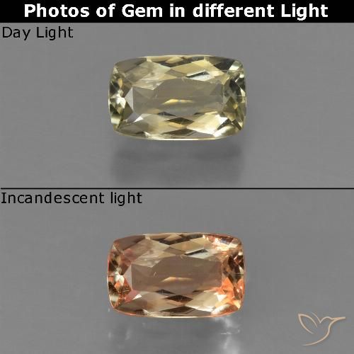 0.82ct Natürlicher Mittelgelb Farbwechselnder Diaspor, Kissen, VS