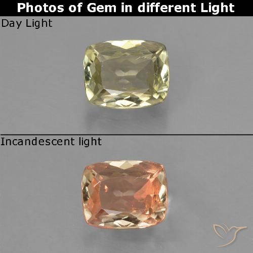 0.75ct Natürlicher Sehr helles Gelb Farbwechselnder Diaspor, Kissen, VS