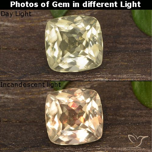 0.70ct Natürlicher Blasses Gelb Farbwechselnder Diaspor, Kissen, VS