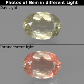 9,17 ctw natürlicher hellgelb Farbwechselnder Diaspor, Oval Schliff, VS-SI