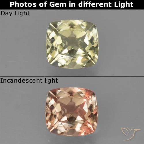 9,17 ctw natürlicher Sehr helles Gelb Farbwechselnder Diaspor, Kissenschliff, VVS-VS