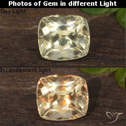 0.66ct Natürlicher Blasses Gelb Farbwechselnder Diaspor, Kissen, VVS-VS
