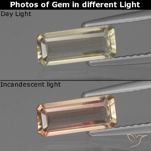 0.84ct Natürlicher Blasses Gelb Farbwechselnder Diaspor, Smaragdschliff, VVS-VS
