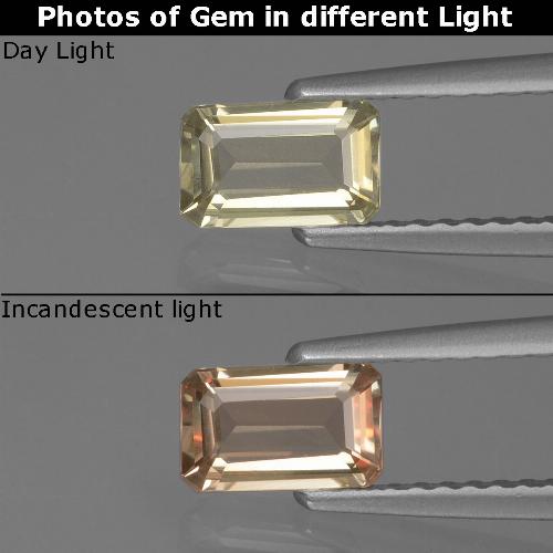 9,17 ctw natürlicher Sehr helles Gelb Farbwechselnder Diaspor, Smaragdschliff, VVS-VS