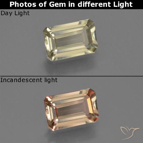 0.67ct Natürlicher Bräunliches Gelb Farbwechselnder Diaspor, Smaragdschliff, VS