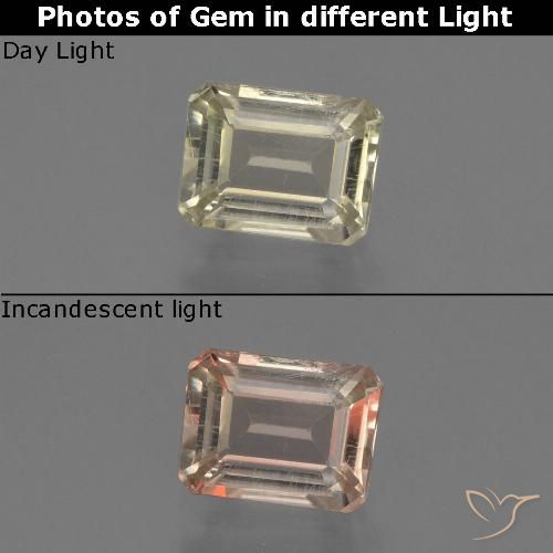 0.80ct Natürlicher hellgelb Farbwechselnder Diaspor, Smaragdschliff, VS