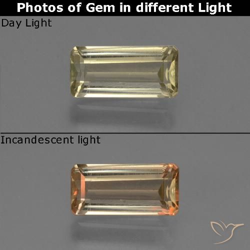 0.75ct Natürlicher Blasses Gelb Farbwechselnder Diaspor, Smaragdschliff, VS