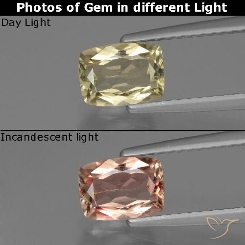 1.09ct Natürlicher Sehr helles Gelb Farbwechselnder Diaspor, Kissen, VS-SI