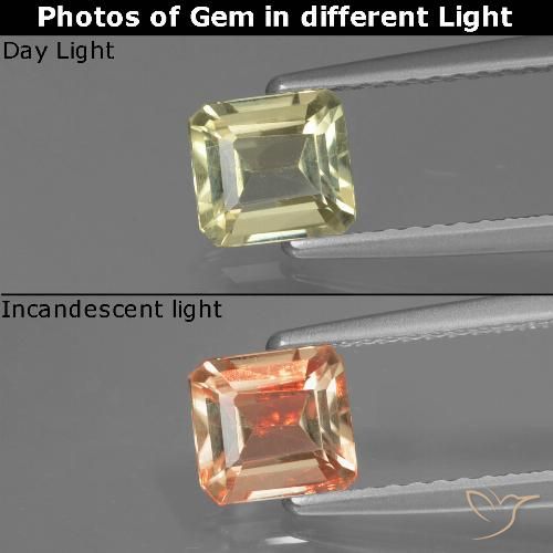 0.80ct Natürlicher Gelbes Beige Farbwechselnder Diaspor, Smaragdschliff, VS
