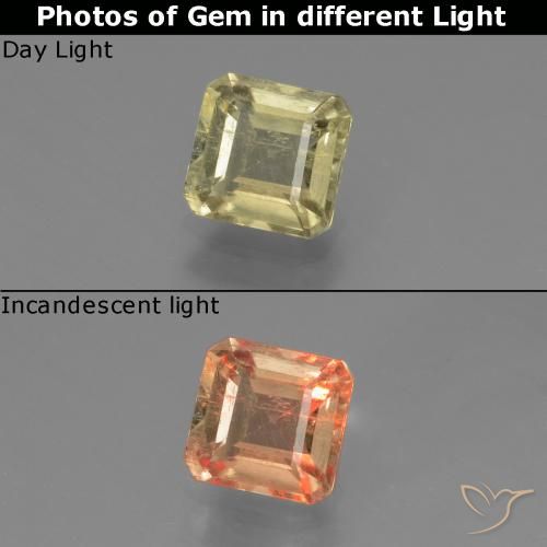 0.92ct Natürlicher Blasses Gelb Farbwechselnder Diaspor, Smaragdschliff, VS