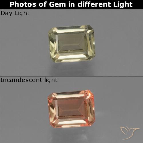 1.00ct Natürlicher Sehr helles Gold-Gelb Farbwechselnder Diaspor, Smaragdschliff, VVS-VS