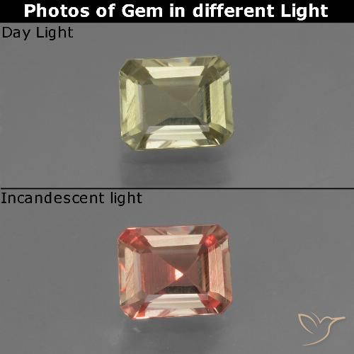 0.93ct Natürlicher Helles Goldgelb Farbwechselnder Diaspor, Smaragdschliff, VS