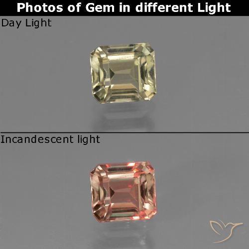 0.80ct Natürlicher Sehr helles Gold-Gelb Farbwechselnder Diaspor, Smaragdschliff, VS