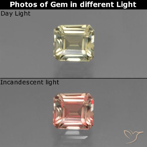 9,17 ctw natürlicher Helles Goldgelb Farbwechselnder Diaspor, Smaragdschliff, VVS-VS