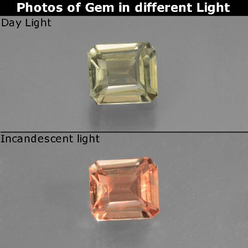 9,17 ctw natürlicher Gelbes Beige Farbwechselnder Diaspor, Smaragdschliff, VVS-VS