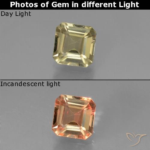 0.84ct Natürlicher Erdiges Gelb Farbwechselnder Diaspor, Smaragdschliff, VVS-VS