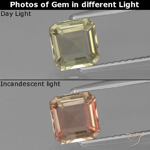 1.04ct Natürlicher Sehr blasses Gelb Farbwechselnder Diaspor, Smaragdschliff, VVS-VS