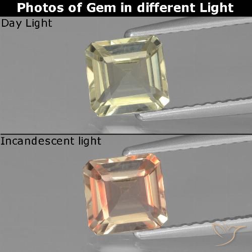 1.03ct Natürlicher Sehr helles Gelb Farbwechselnder Diaspor, Smaragdschliff, VVS-VS
