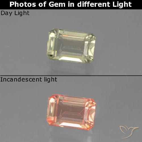 0.98ct Natürlicher Sehr blasses Gelb Farbwechselnder Diaspor, Smaragdschliff, VVS-VS