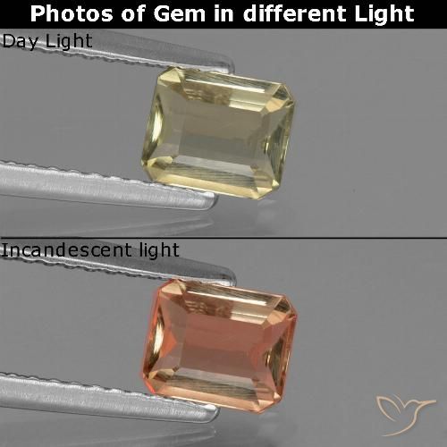 0.74ct Natürlicher Warmes Gelb Farbwechselnder Diaspor, Smaragdschliff, VS