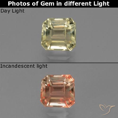 0.86ct Natürlicher Sehr helles Gelb Farbwechselnder Diaspor, Smaragdschliff, VVS-VS