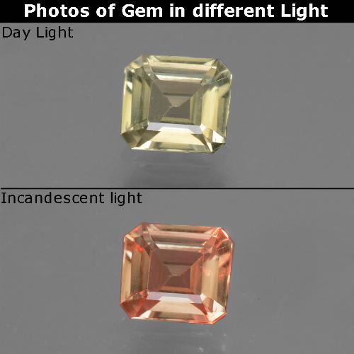 9,17 ctw natürlicher Sehr helles Gelb Farbwechselnder Diaspor, Smaragdschliff, VVS-VS