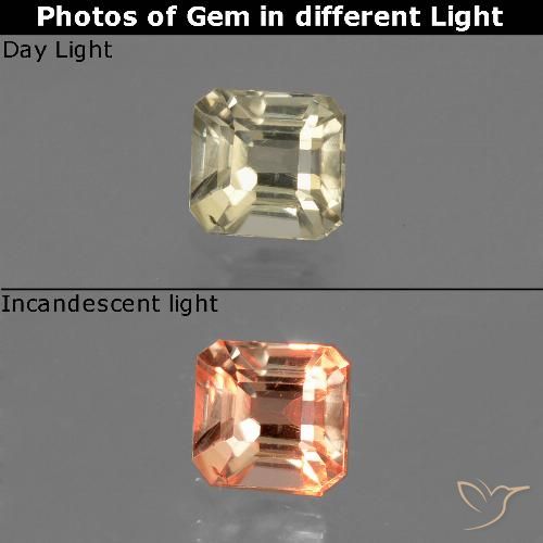 0.77ct Natürlicher Sehr helles Gelb Farbwechselnder Diaspor, Smaragdschliff, VS
