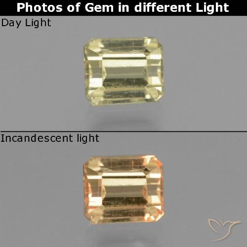 1.09ct Natürlicher hellgelb Farbwechselnder Diaspor, Smaragdschliff, VS