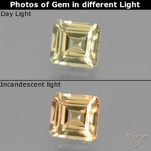 0.97ct Natürlicher Blasses Gelb Farbwechselnder Diaspor, Smaragdschliff, VS