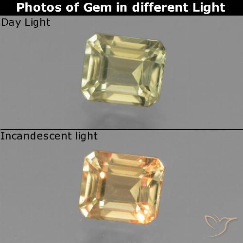 1.01ct Natürlicher Sanftes Gelb Farbwechselnder Diaspor, Smaragdschliff, VS